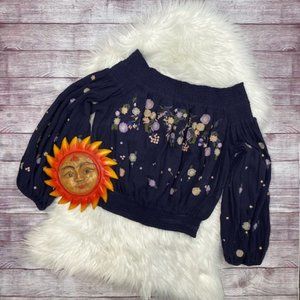 FREE PEOPLE  Long Sleeve Off Shoulder Peasant Top